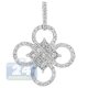 14K White Gold 1.23 ct Diamond Open Clover Womens Pendant