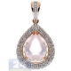 14K Rose Gold 3.16 ct Quartz Diamond Womens Teardrop Pendant