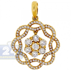 14K Yellow Gold 0.89 ct Diamond Womens Flower Pendant
