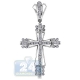 14K White Gold 0.68 ct Diamond Mens Puff Cross Pendant