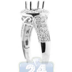 14K White Gold 0.89 ct Diamond Halo Engagement Ring Setting