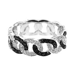 14K White Gold 0.77 ct Black Diamond Womens Braided Band Ring
