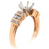 14K Rose Gold 0.40 ct Baguette Round Diamond Semi Mount Engagement Ring