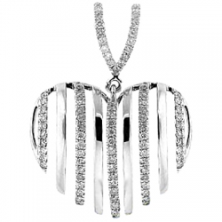 14K White Gold 0.61 ct Diamond Striped Heart Womens Pendant