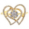 14K Yellow Gold 0.63 ct Diamond Cluster Womens Openwork Heart Ring
