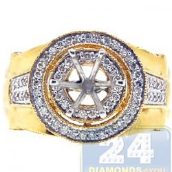 14K Yellow Gold 0.51 ct Diamond Halo Engagement Ring Setting