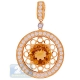14K Yellow Gold 3.35 ct Citrine Diamond Womens Round Pendant