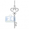 Womens Diamond Vintage Style Key Pendant 14K White Gold .28ct