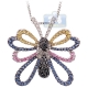 14K White Gold 1.39 ct Diamond Gemstone Butterfly Pendant