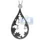 14K White Gold 0.67 ct Black Diamond Womens Teardrop Pendant