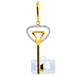 14K Yellow Gold 0.21 ct Diamond Layered Key Womens Pendant