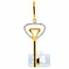 Womens Diamond Layered Key Pendant 14K Yellow Gold 0.21ct