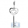 Womens Diamond Heart Key Love Pendant 14K White Gold 0.16ct