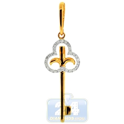 14K Yellow Gold 0.25 ct Diamond French Key Womens Pendant