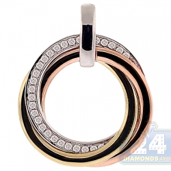 Womens Diamond Circle of Love Pendant 14K Three Tone Gold 0.34ct