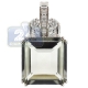 14K White Gold 6.15 ct Green Amethyst Diamond Womens Pendant