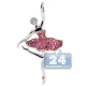 14K White Gold 0.44 ct Diamond Sapphire Ballet Dancer Pendant