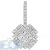 Womens Diamond Cluster Drop Small Pendant 14K White Gold .70ct