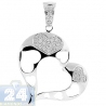 Womens Diamond Pave Open Heart Pendant 14K White Gold 0.33ct