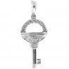 Womens Diamond Key Pendant Necklace 14K White Gold 0.25ct 18"