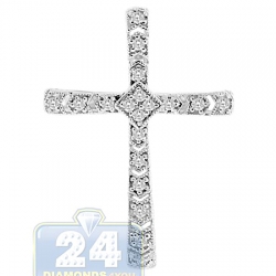14K White Gold 0.16 ct Diamond Latin Cross Womens Pendant