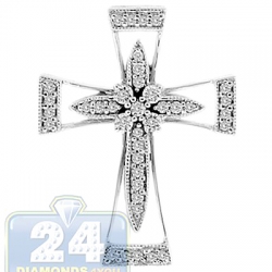 14K White Gold 0.22 ct Diamond Halo Cross Womens Pendant