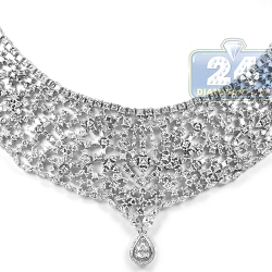 18K White Gold 44.77 ct Diamond Womens Mesh Necklace 18 Inches