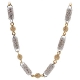 14K Two Tone Gold 31.00 ct White Diamond Bar Bead Mens Chain
