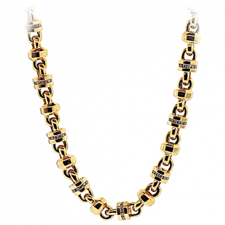 Mens Diamond Fancy Bead Link Chain 14K Yellow Gold 4.13ct 30"