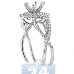 14K White Gold 0.49 ct Diamond Halo Engagement Ring Setting