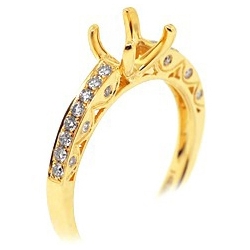 14K Yellow Gold 0.37 ct Diamond Semi Mount Engagement Ring