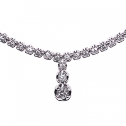 Womens Diamond Drop Y Shape Tennis Necklace 18K White Gold 16"