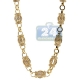 14K Yellow Gold 13.02 ct Diamond Barrel Bead Link Mens Chain