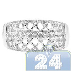14K White Gold 0.37 ct Diamond Womens Openwork Mesh Ring