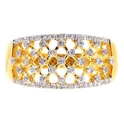 14K Yellow Gold 0.38 ct Diamond Vintage Womens Mesh Ring