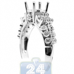 14K White Gold Round Diamond Vintage Engagement Ring Setting