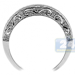 14K White Gold 0.25 ct Diamond Vintage Wedding Band Ring