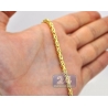 Mens Pure 24K Yellow Gold Solid Byzantine Chain Necklace 4 mm