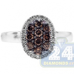 14K White Gold 0.50 ct Mixed Brown Diamond Womens Oval Ring