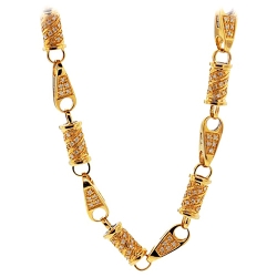 14K Yellow Gold 6.79 ct Diamond Bullet Link Mens Chain 30 Inches