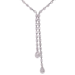 18K White Gold 2.60 ct Diamond Womens Lariat Necklace