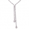 Womens Diamond Drop Lariat Necklace 18K White Gold 2.60ct 16"