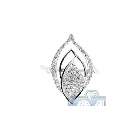 Womens 0.57 ct Diamond Openwork Leaf Ring 14K White Gold