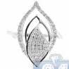14K White Gold 0.57 ct Diamond Womens Openwork Leaf Ring