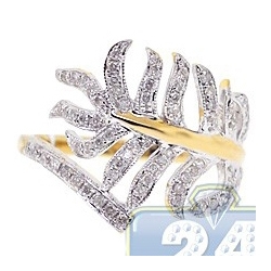 14K Yellow Gold 0.51 ct Diamond Womens Leaf Wrap Ring
