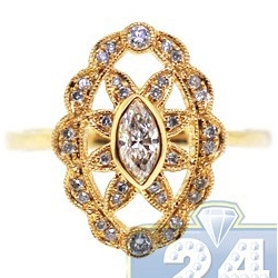 14K Yellow Gold 0.52 ct Diamond Womens Vintage Flower Ring