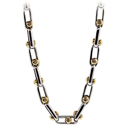 14K Two Tone Gold 2.23 ct Moving Diamond Rectangle Link Chain