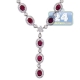 18K White Gold 11.35 ct Ruby Diamond Halo Y Shape Necklace