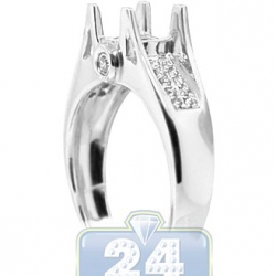 14K White Gold 0.15 ct Diamond Art Deco Engagement Ring Setting