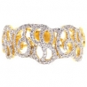 14K Yellow Gold 0.57 ct Diamond Openwork Filigree Womens Band Ring